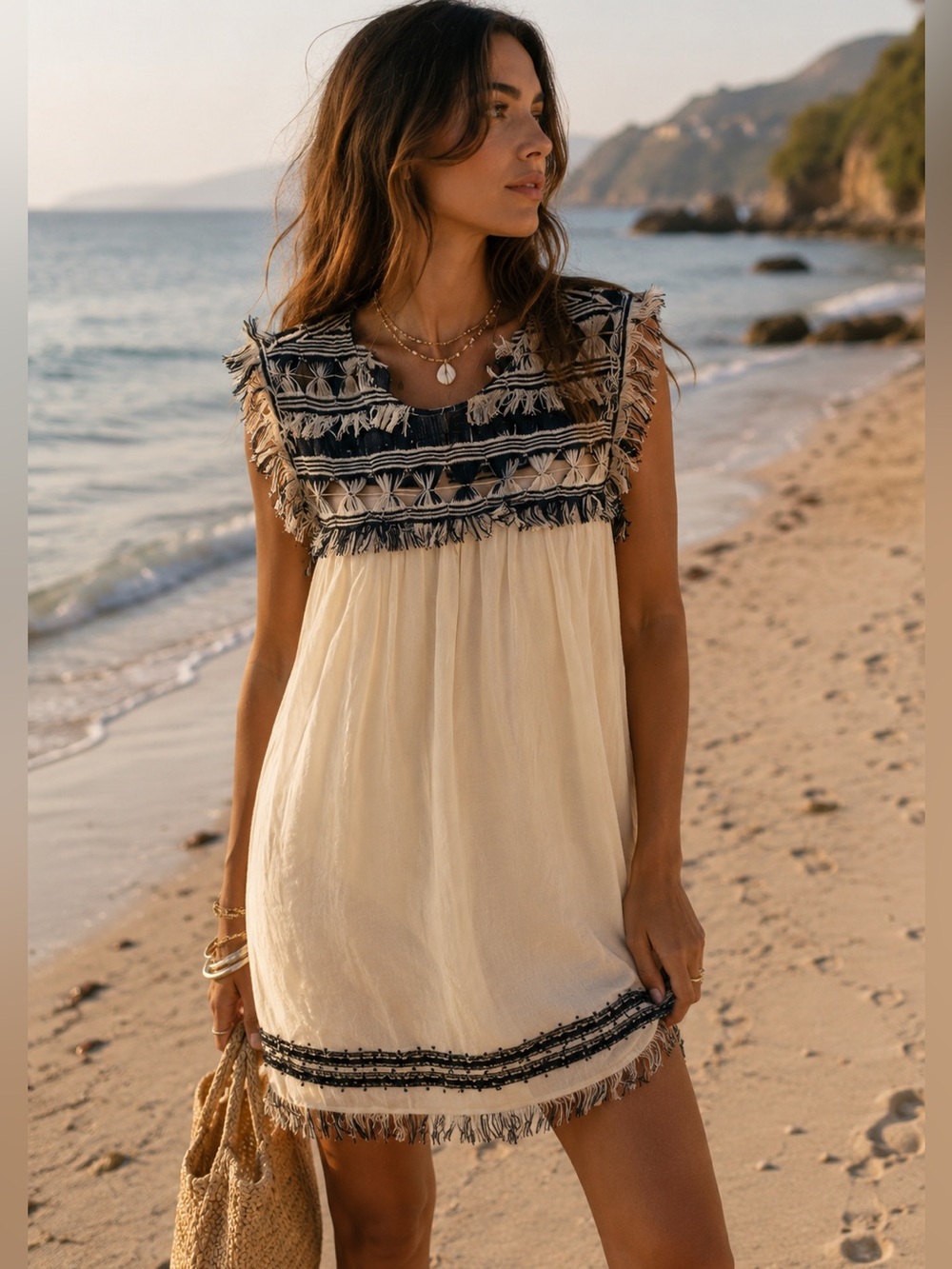Sea New York Shift Dress with Knitted Detail - Size 6